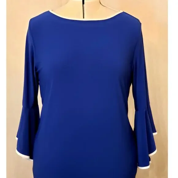 Appleseed's Navy Blue with White Trim Sheath Dress, Size XL - Picture 2 of 7